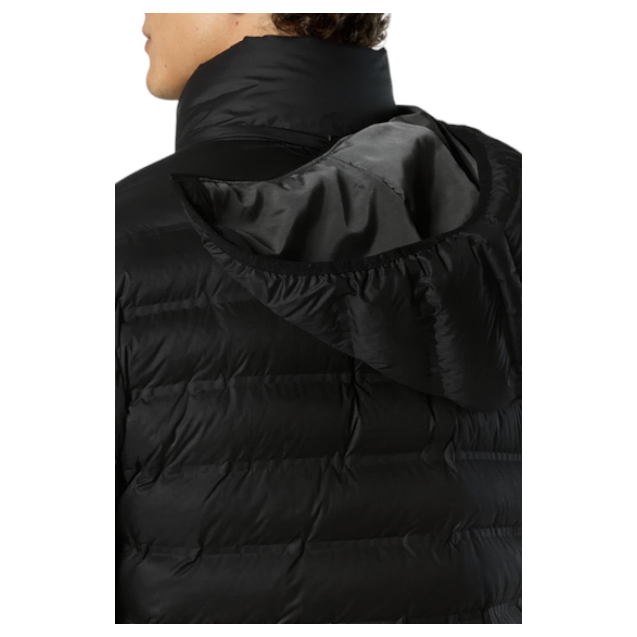 JDN men’s black puffer coat with detachable hood and zip pockets UK winter jacket